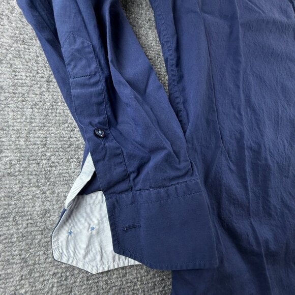 Stenstroms Cotton Slimline Romania 15.75 Blue Mens Shirt Button Up Solid Spread - Picture 7 of 15